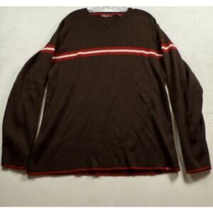 Vintage Redsand Sweater Men’s Medium Brown Stripe Y2K Surf Skate Hong Kong Rare